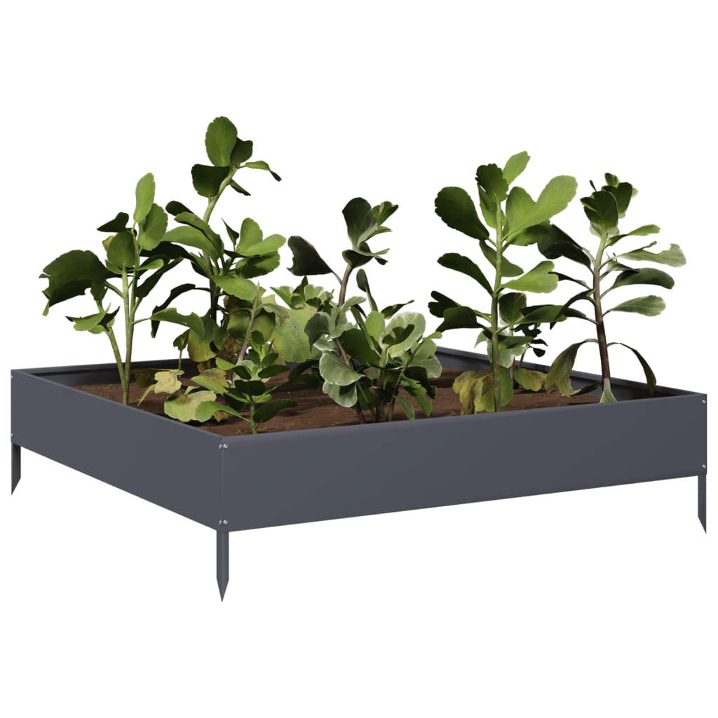 Plantenbak verhoogd 100x100x26 cm staal antracietkleurig is nu te koop bij PeponiXL, paradijselijk wonen!