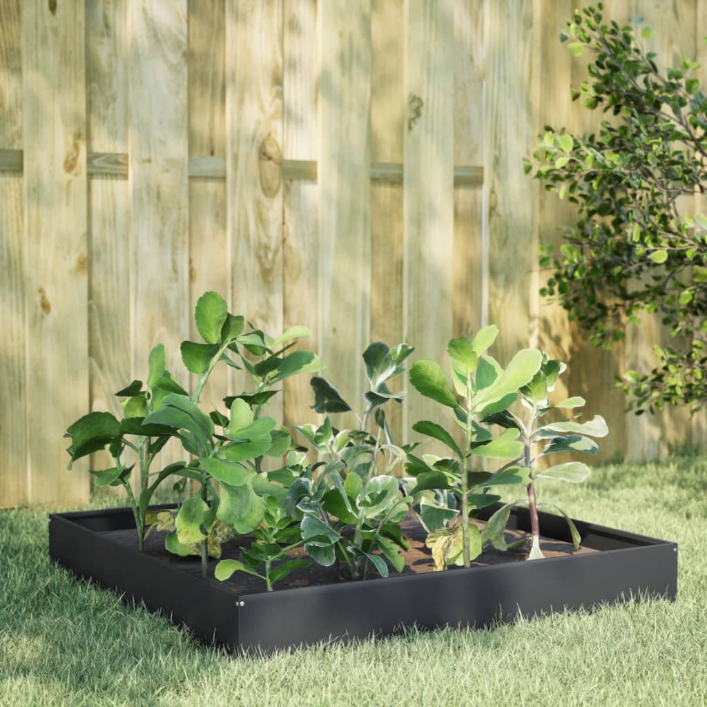 Plantenbak verhoogd 100x100x26 cm staal antracietkleurig is nu te koop bij PeponiXL, paradijselijk wonen!