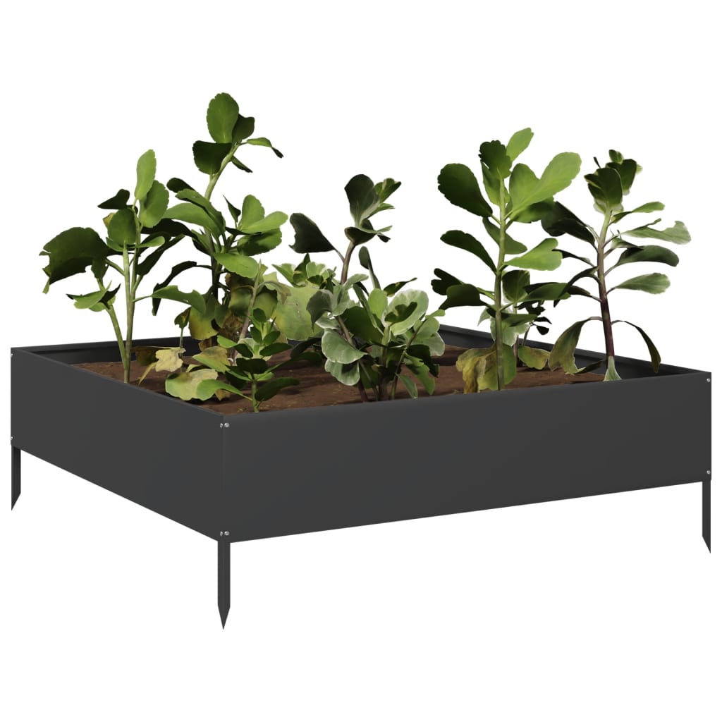 Plantenbak verhoogd 100x100x33,5 cm staal zwart is nu te koop bij PeponiXL, paradijselijk wonen!