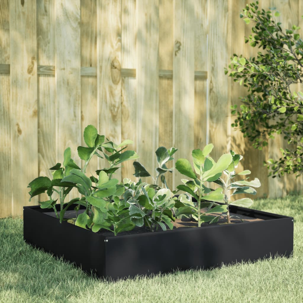 Plantenbak verhoogd 100x100x33,5 cm staal zwart is nu te koop bij PeponiXL, paradijselijk wonen!