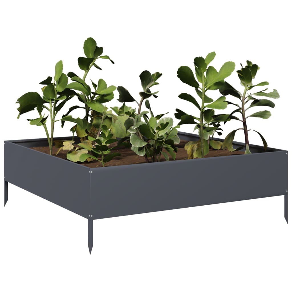 Plantenbak verhoogd 100x100x33,5 cm staal antracietkleurig is nu te koop bij PeponiXL, paradijselijk wonen!