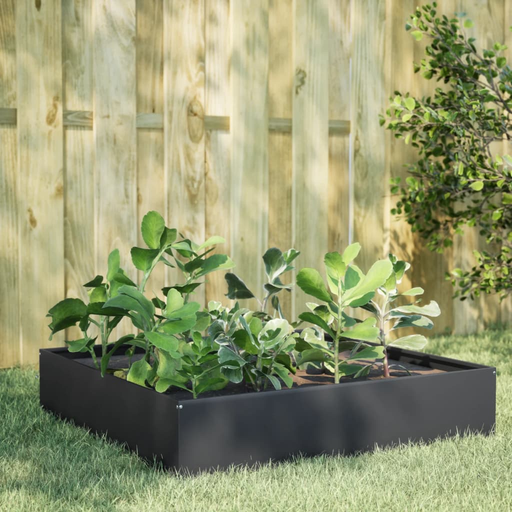 Plantenbak verhoogd 100x100x33,5 cm staal antracietkleurig is nu te koop bij PeponiXL, paradijselijk wonen!