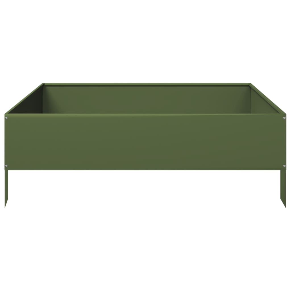 Plantenbak verhoogd 100x100x33,5 cm staal olijfgroen is nu te koop bij PeponiXL, paradijselijk wonen!