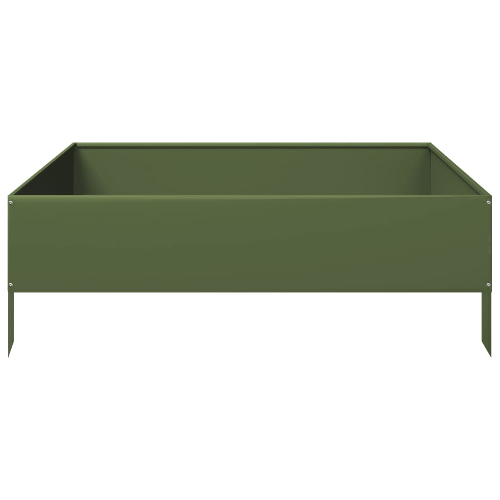 Plantenbak verhoogd 100x100x33,5 cm staal olijfgroen is nu te koop bij PeponiXL, paradijselijk wonen!