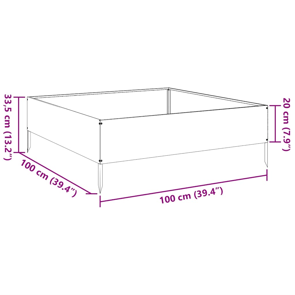 Plantenbak verhoogd 100x100x33,5 cm gegalvaniseerd staal is nu te koop bij PeponiXL, paradijselijk wonen!