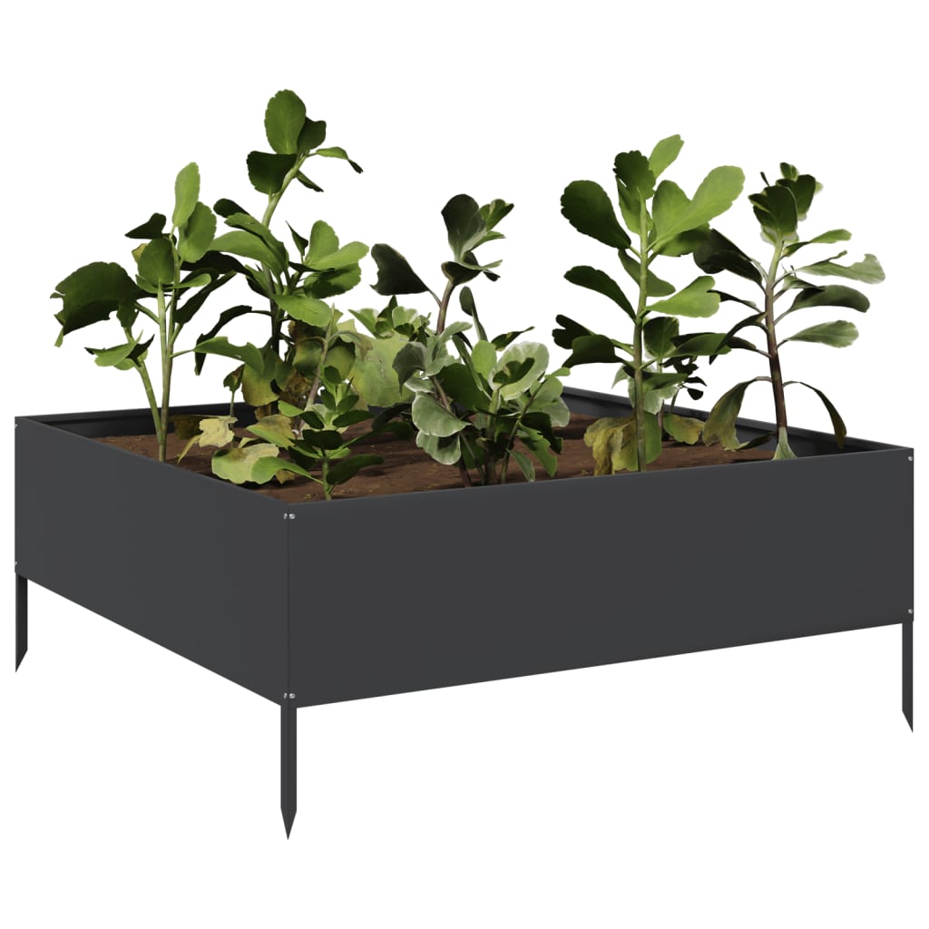 Plantenbak verhoogd 100x100x25 cm staal zwart is nu te koop bij PeponiXL, paradijselijk wonen!