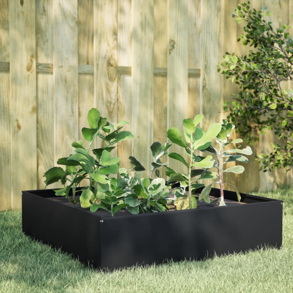 Plantenbak verhoogd 100x100x25 cm staal zwart is nu te koop bij PeponiXL, paradijselijk wonen!
