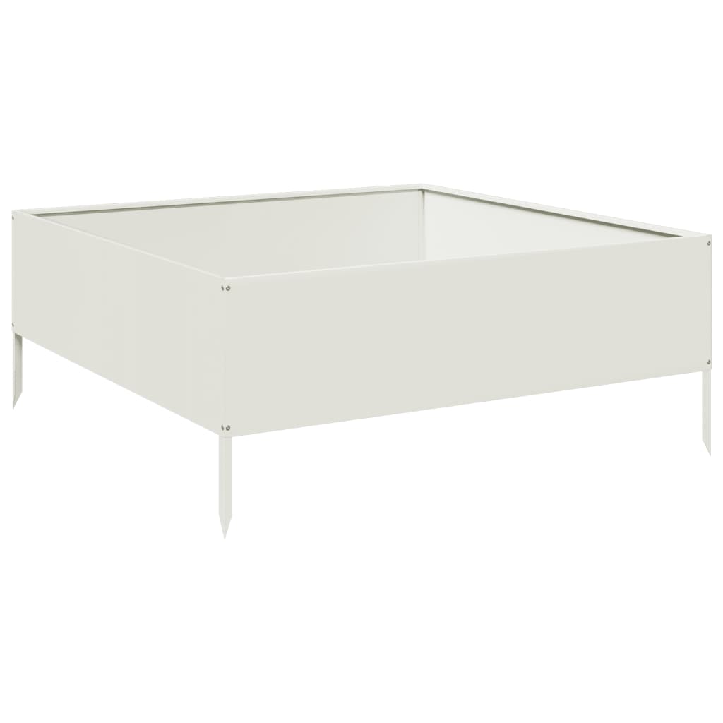 Plantenbak verhoogd 100x100x25 cm staal wit is nu te koop bij PeponiXL, paradijselijk wonen!