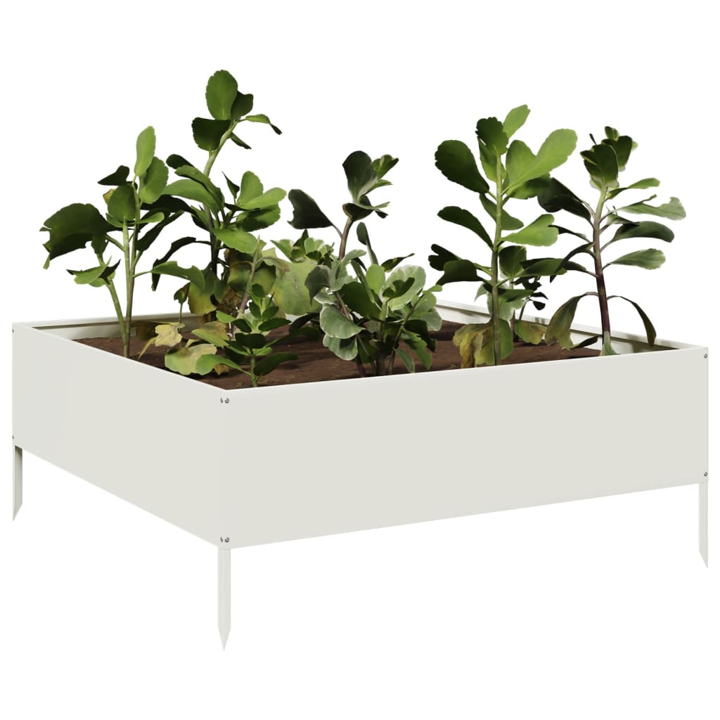 Plantenbak verhoogd 100x100x25 cm staal wit is nu te koop bij PeponiXL, paradijselijk wonen!