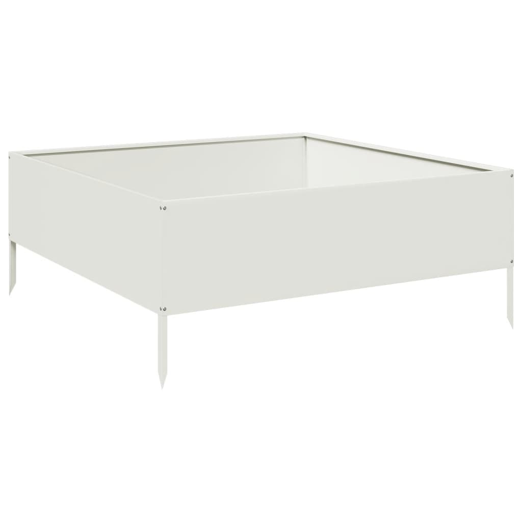 Plantenbak verhoogd 100x100x25 cm staal wit is nu te koop bij PeponiXL, paradijselijk wonen!