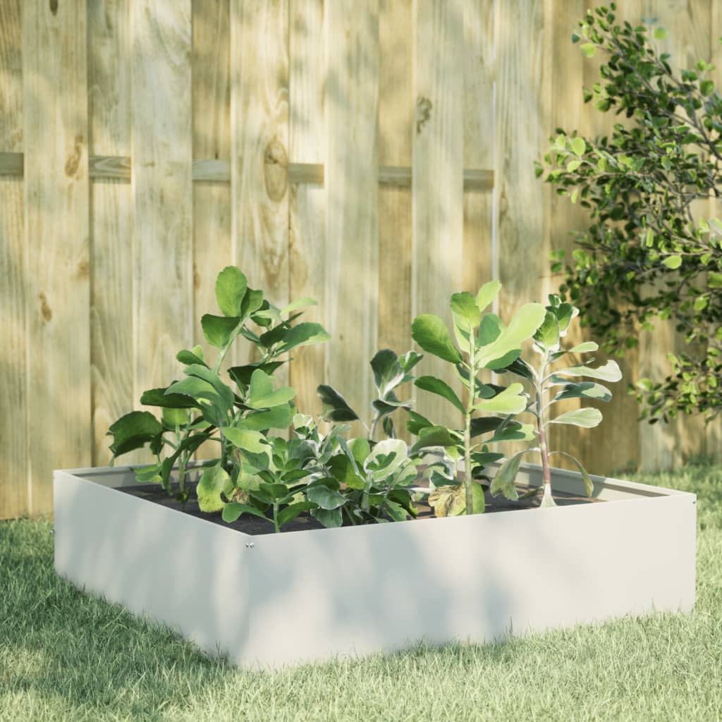 Plantenbak verhoogd 100x100x25 cm staal wit is nu te koop bij PeponiXL, paradijselijk wonen!