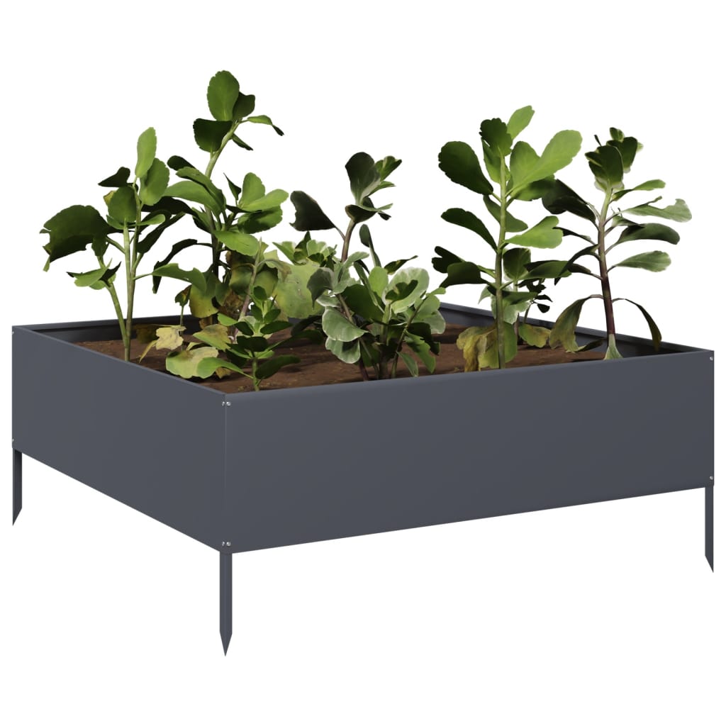 Plantenbak verhoogd 100x100x25 cm staal antracietkleurig is nu te koop bij PeponiXL, paradijselijk wonen!