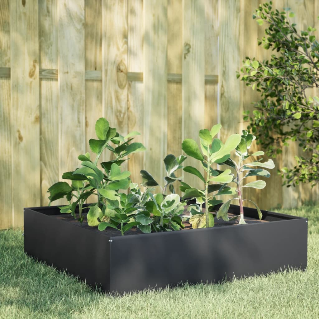 Plantenbak verhoogd 100x100x25 cm staal antracietkleurig is nu te koop bij PeponiXL, paradijselijk wonen!