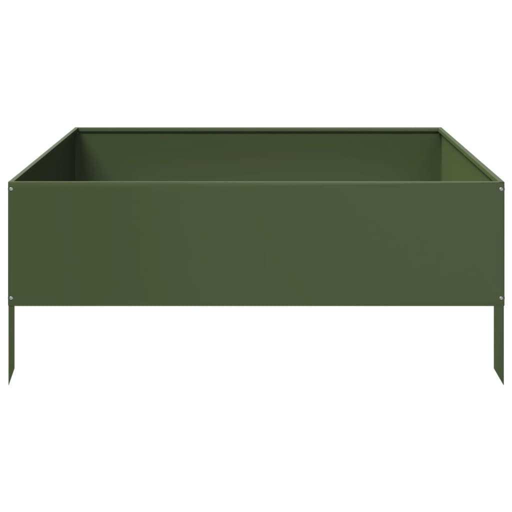 Plantenbak verhoogd 100x100x25 cm staal olijfgroen is nu te koop bij PeponiXL, paradijselijk wonen!