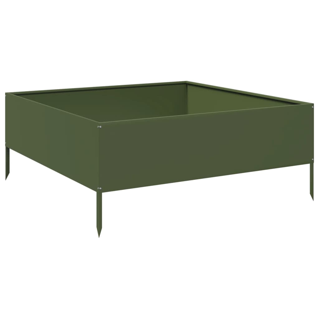 Plantenbak verhoogd 100x100x25 cm staal olijfgroen is nu te koop bij PeponiXL, paradijselijk wonen!