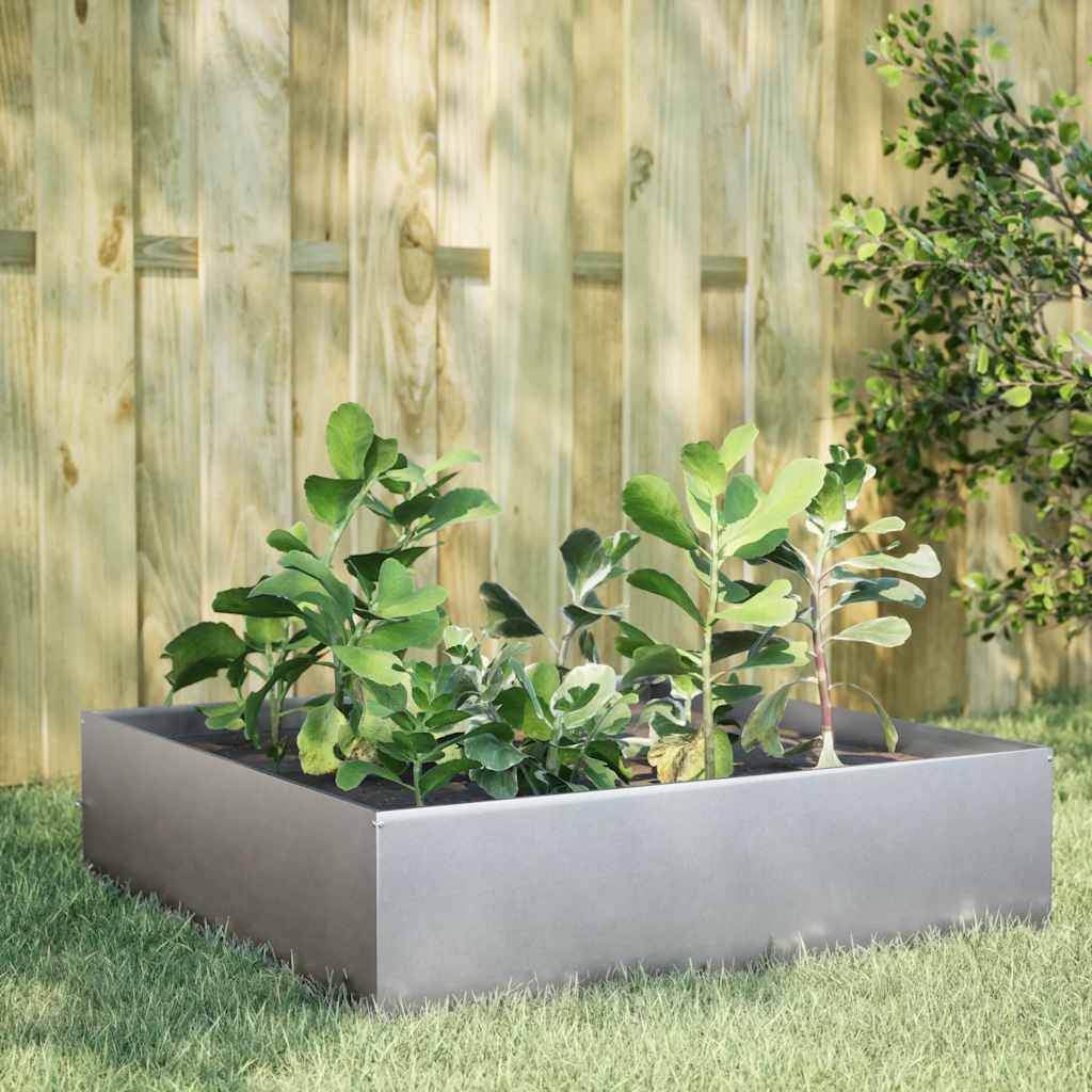 Plantenbak verhoogd 100x100x25 cm gegalvaniseerd staal is nu te koop bij PeponiXL, paradijselijk wonen!