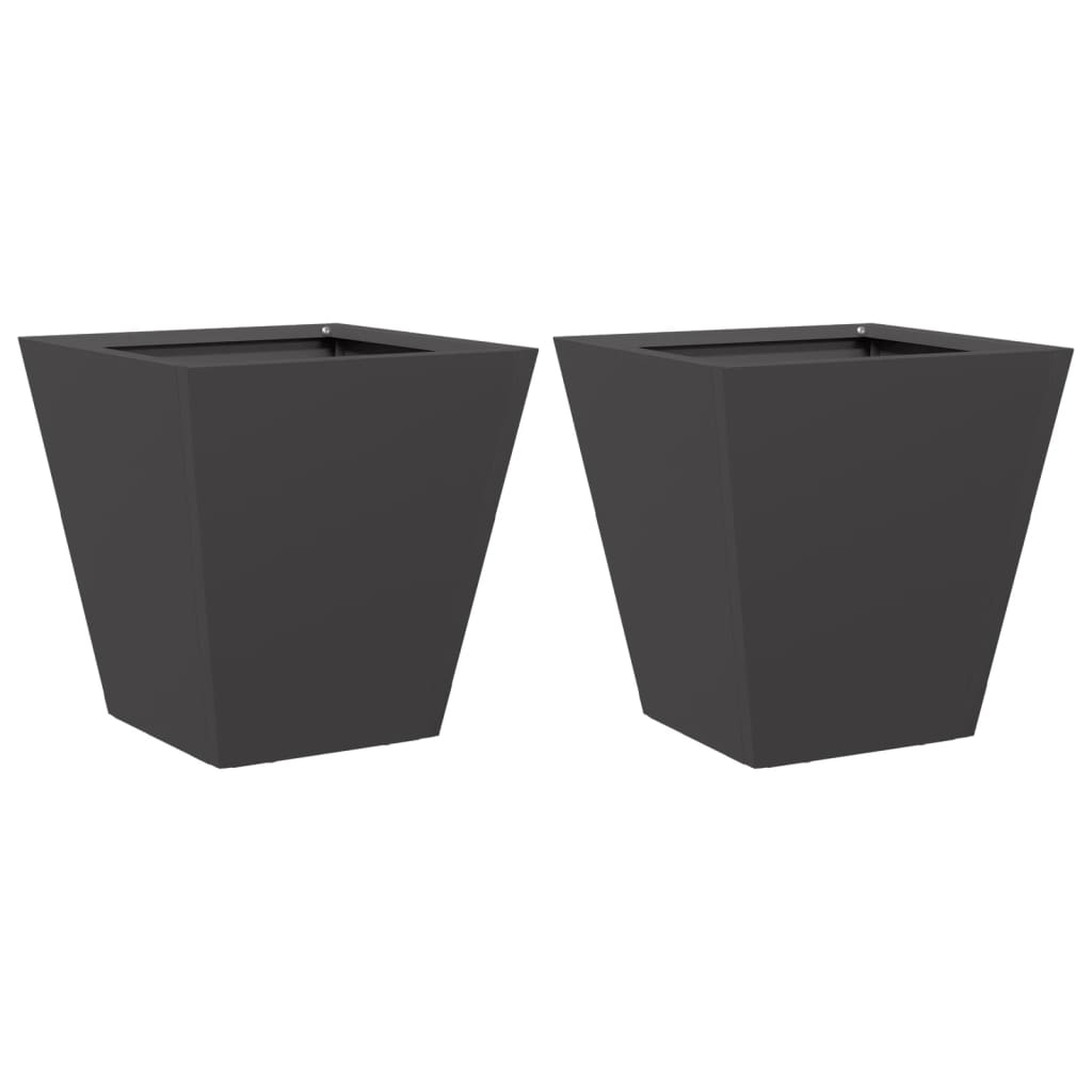Plantenbakken 2 st 30x30x30 cm staal zwart is nu te koop bij PeponiXL, paradijselijk wonen!