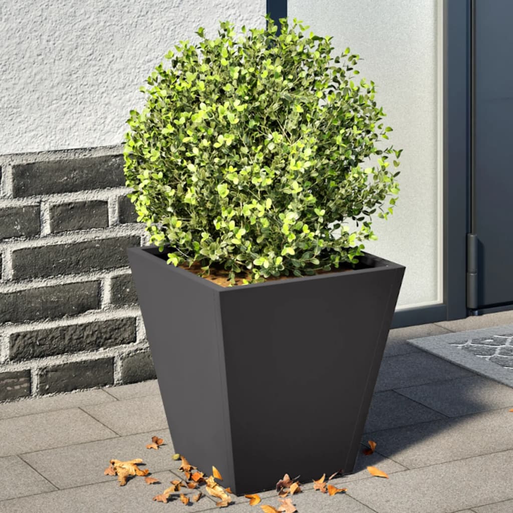 Plantenbakken 2 st 30x30x30 cm staal zwart is nu te koop bij PeponiXL, paradijselijk wonen!