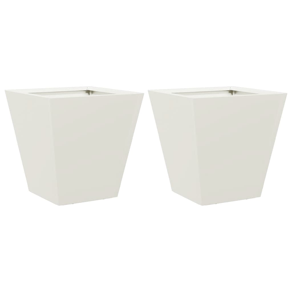 Plantenbakken 2 st 30x30x30 cm staal wit is nu te koop bij PeponiXL, paradijselijk wonen!