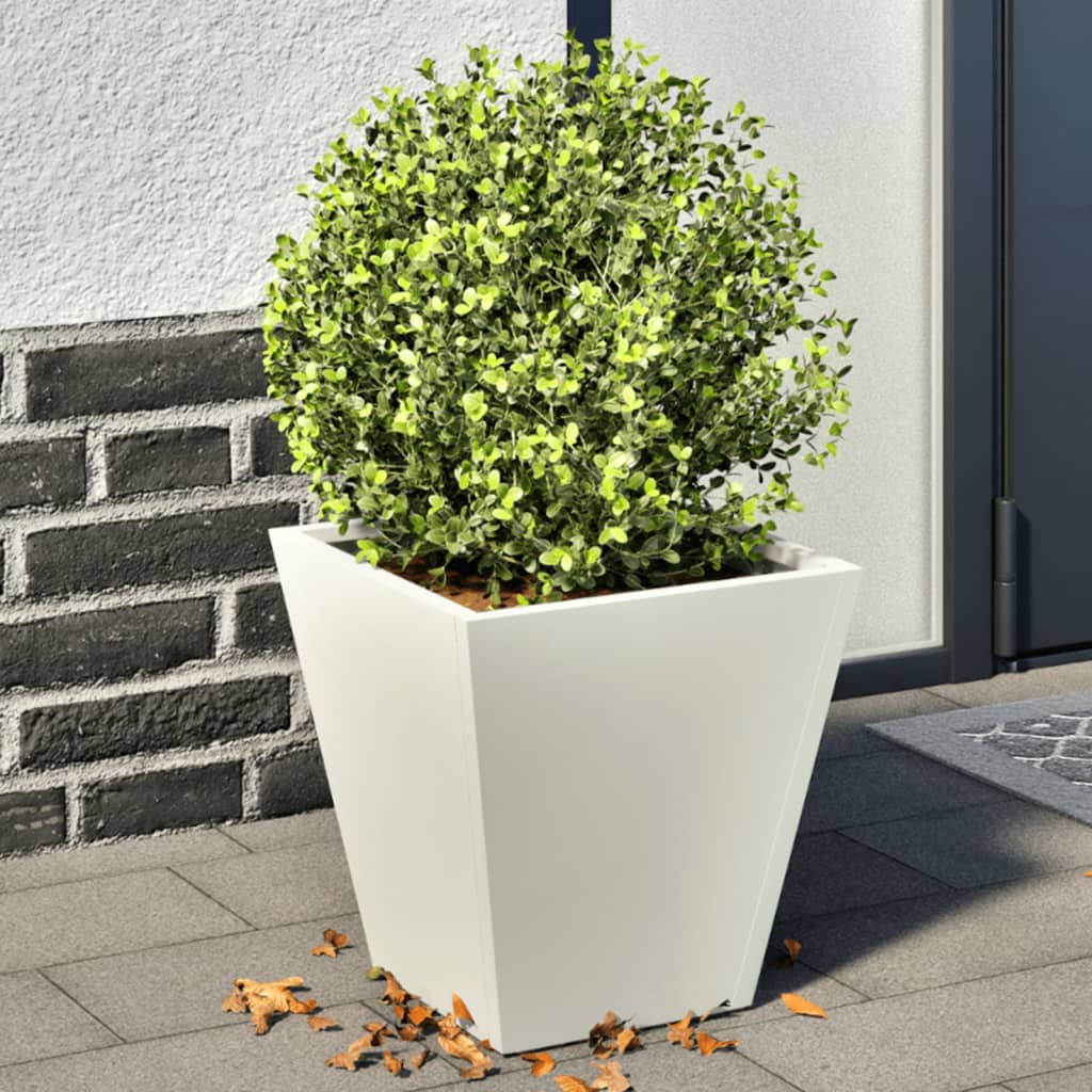 Plantenbakken 2 st 30x30x30 cm staal wit is nu te koop bij PeponiXL, paradijselijk wonen!