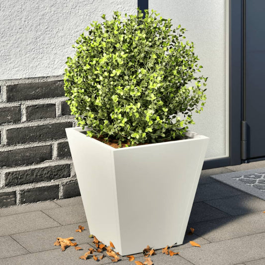 Plantenbakken 2 st 30x30x30 cm staal wit is nu te koop bij PeponiXL, paradijselijk wonen!