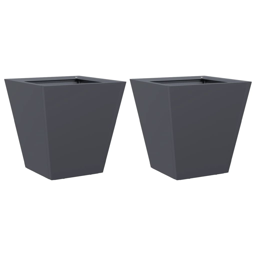 Plantenbakken 2 st 30x30x30 cm staal antracietkleurig is nu te koop bij PeponiXL, paradijselijk wonen!