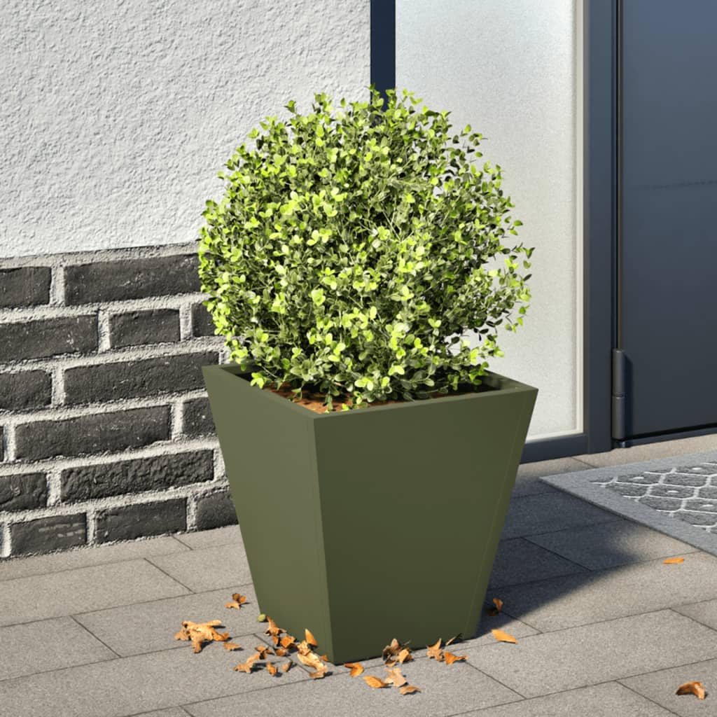Plantenbak 30x30x30 cm staal olijfgroen is nu te koop bij PeponiXL, paradijselijk wonen!