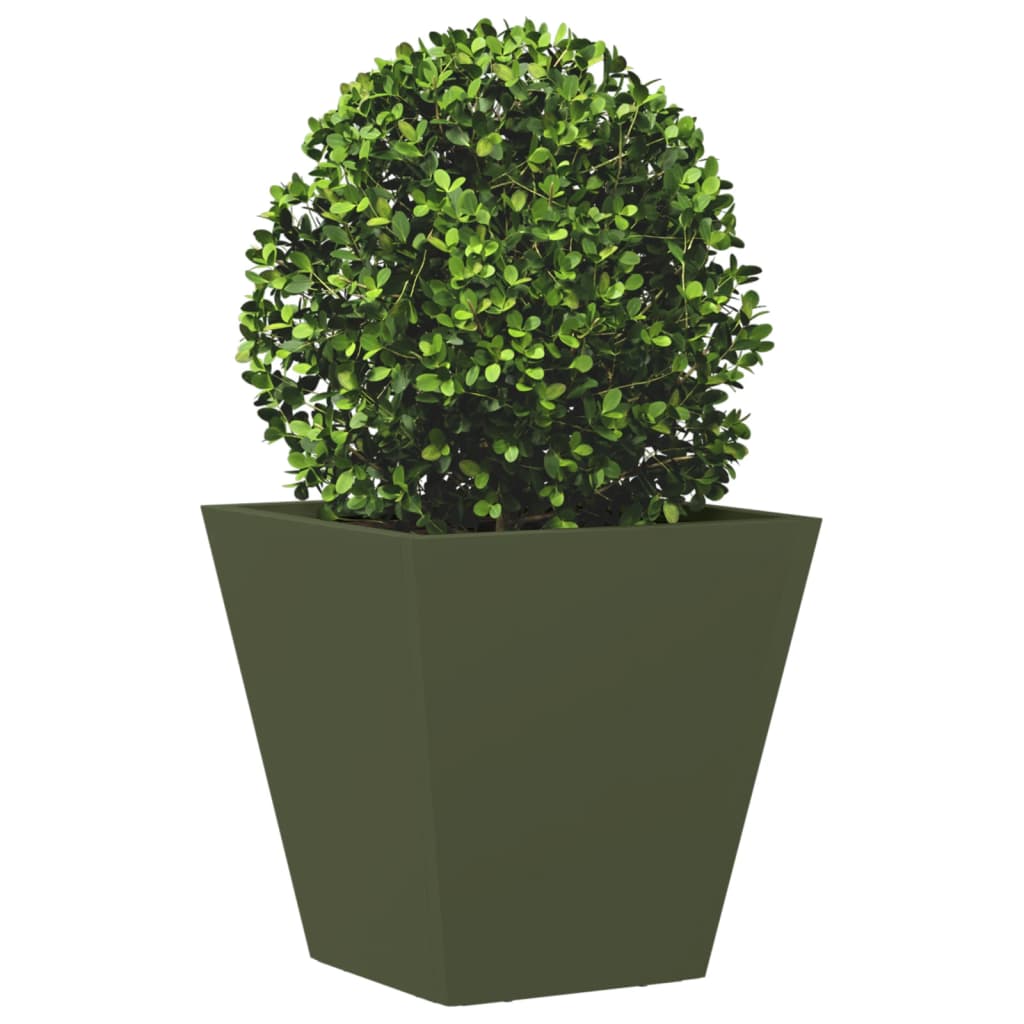 Plantenbakken 2 st 30x30x30 cm staal olijfgroen is nu te koop bij PeponiXL, paradijselijk wonen!