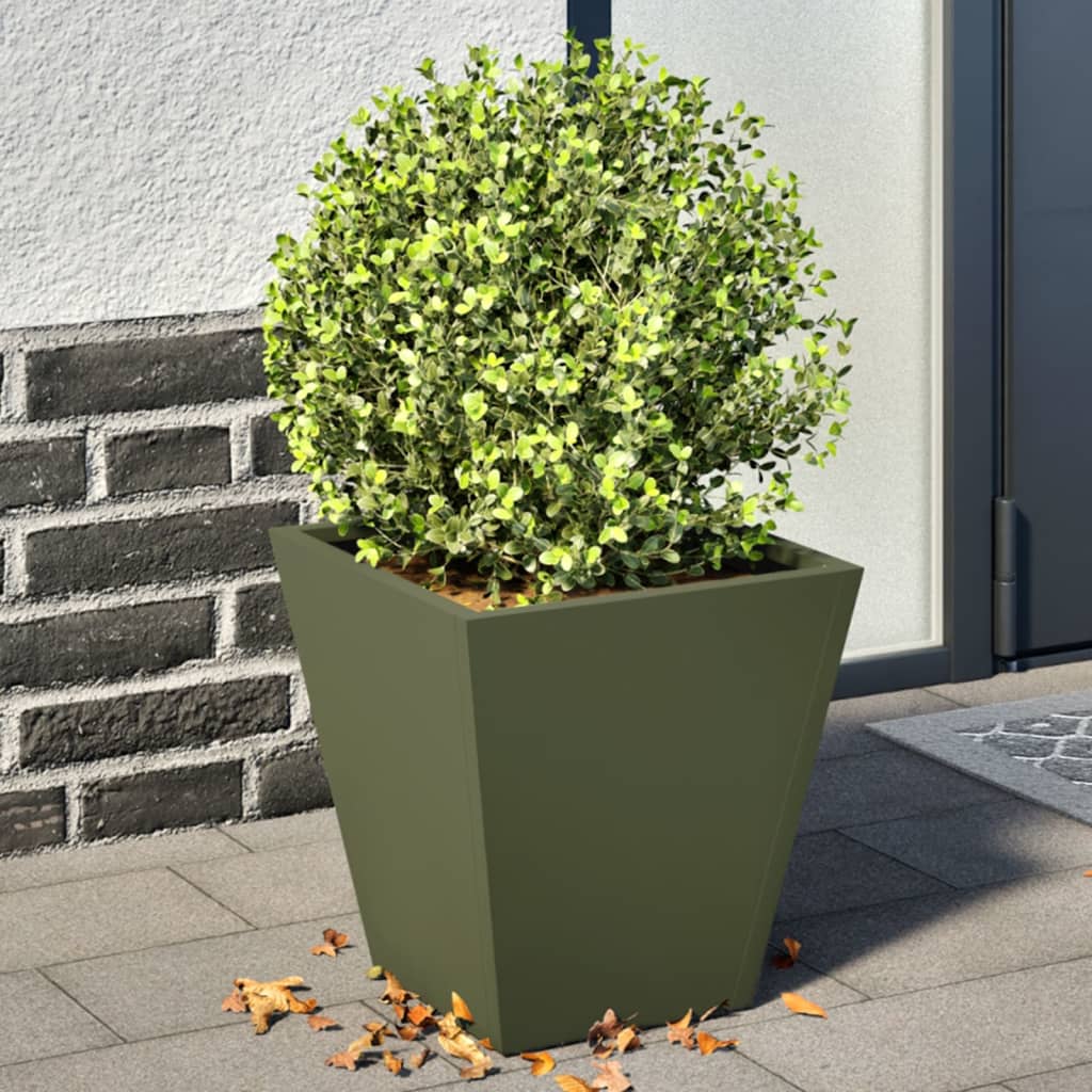 Plantenbakken 2 st 30x30x30 cm staal olijfgroen is nu te koop bij PeponiXL, paradijselijk wonen!