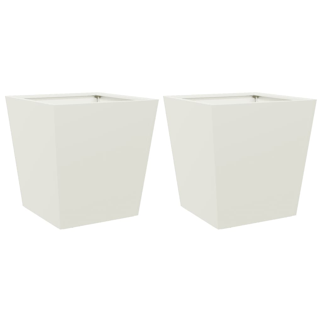 Plantenbakken 2 st 40x40x40 cm staal wit is nu te koop bij PeponiXL, paradijselijk wonen!