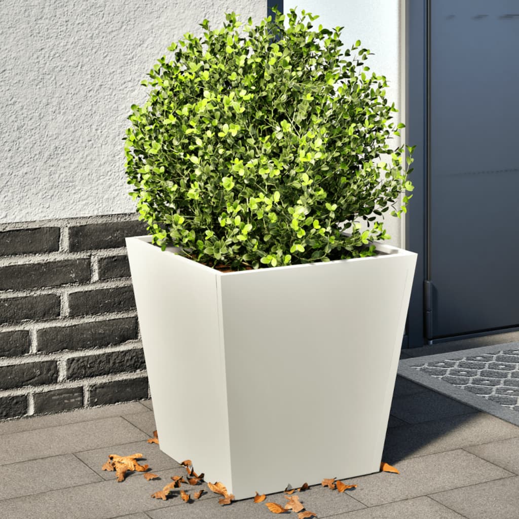 Plantenbakken 2 st 40x40x40 cm staal wit is nu te koop bij PeponiXL, paradijselijk wonen!
