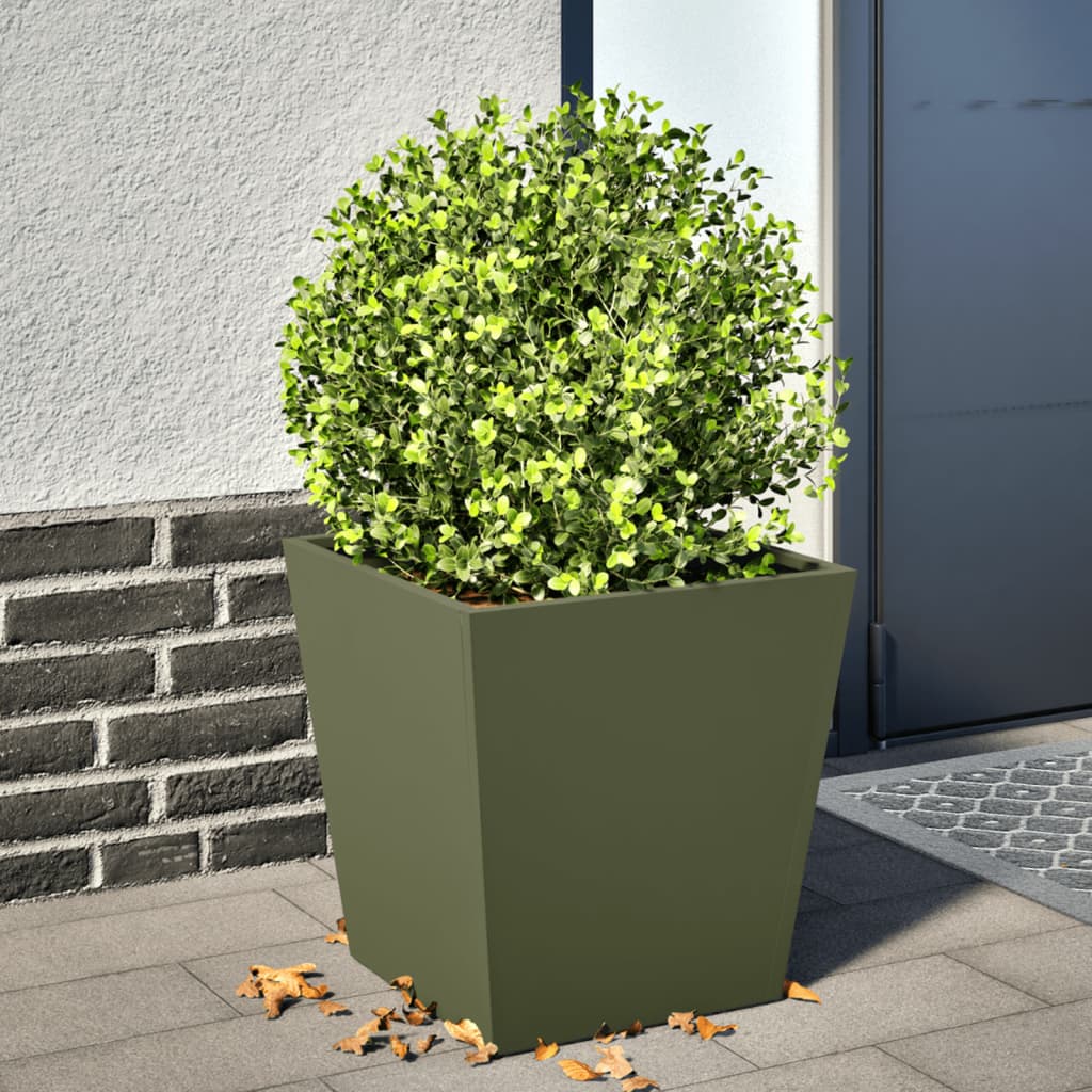 Plantenbak 40x40x40 cm staal olijfgroen is nu te koop bij PeponiXL, paradijselijk wonen!