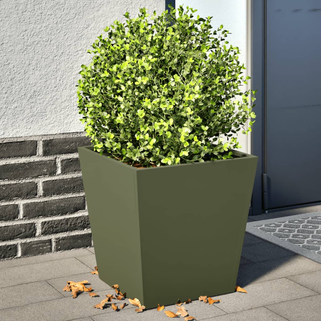 Plantenbakken 2 st 40x40x40 cm staal olijfgroen is nu te koop bij PeponiXL, paradijselijk wonen!