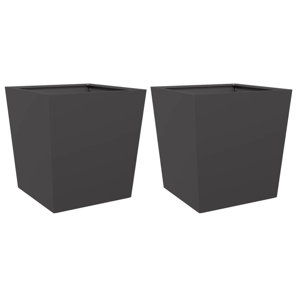Plantenbakken 2 st 50x50x50 cm staal zwart is nu te koop bij PeponiXL, paradijselijk wonen!