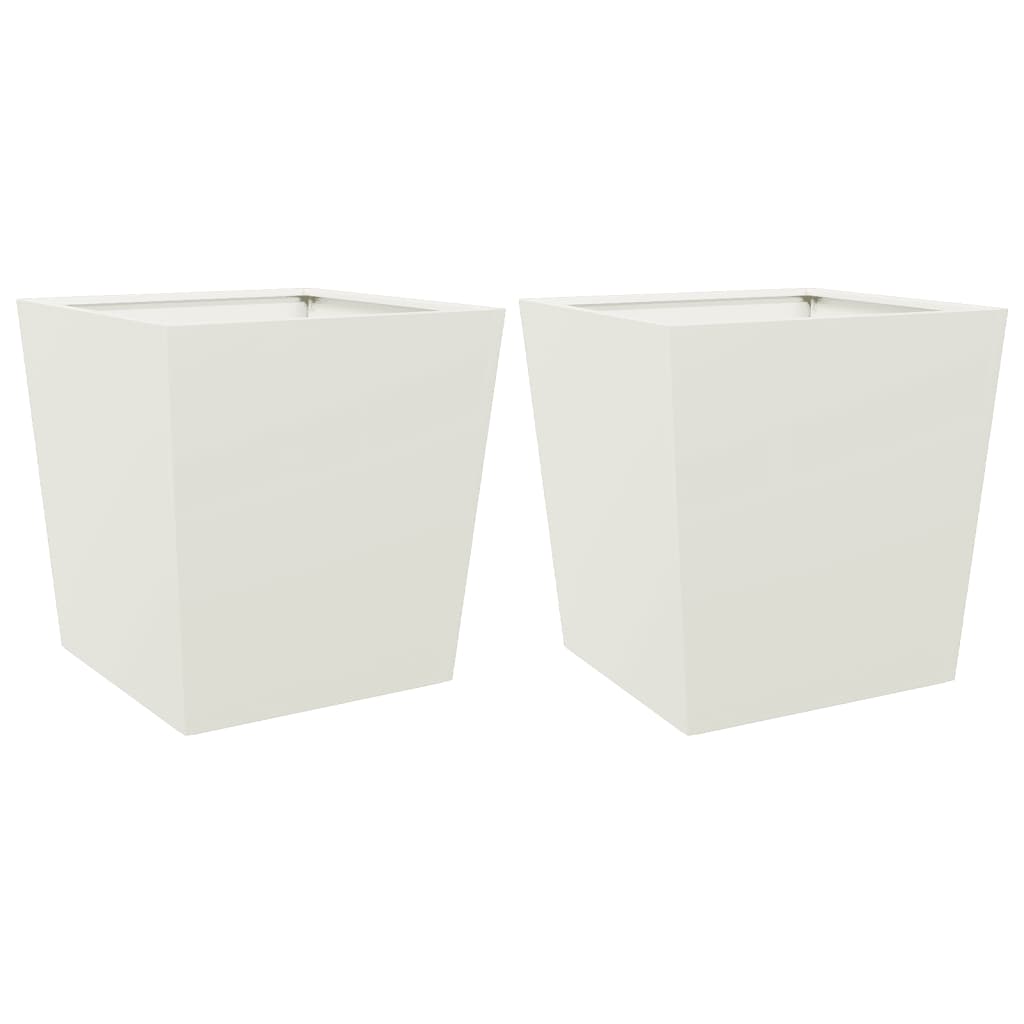 Plantenbakken 2 st 50x50x50 cm staal wit is nu te koop bij PeponiXL, paradijselijk wonen!
