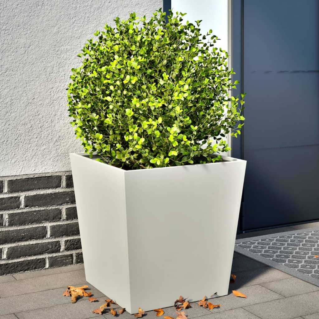 Plantenbakken 2 st 50x50x50 cm staal wit is nu te koop bij PeponiXL, paradijselijk wonen!
