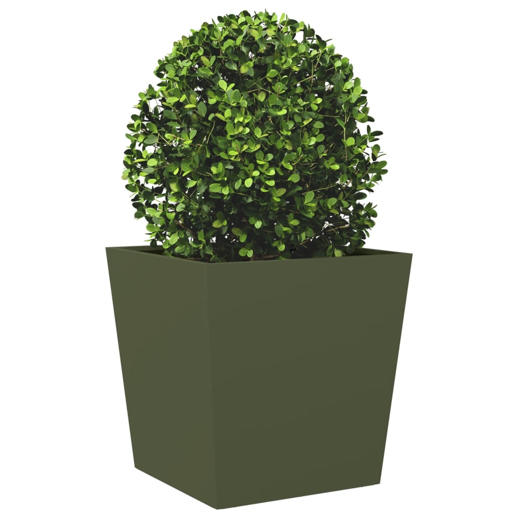 Plantenbakken 2 st 50x50x50 cm staal olijfgroen is nu te koop bij PeponiXL, paradijselijk wonen!