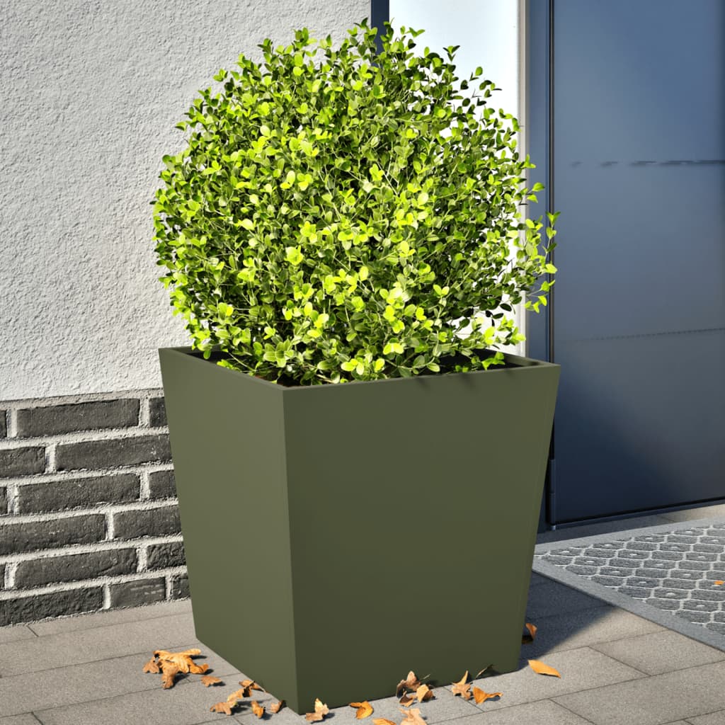 Plantenbakken 2 st 50x50x50 cm staal olijfgroen is nu te koop bij PeponiXL, paradijselijk wonen!