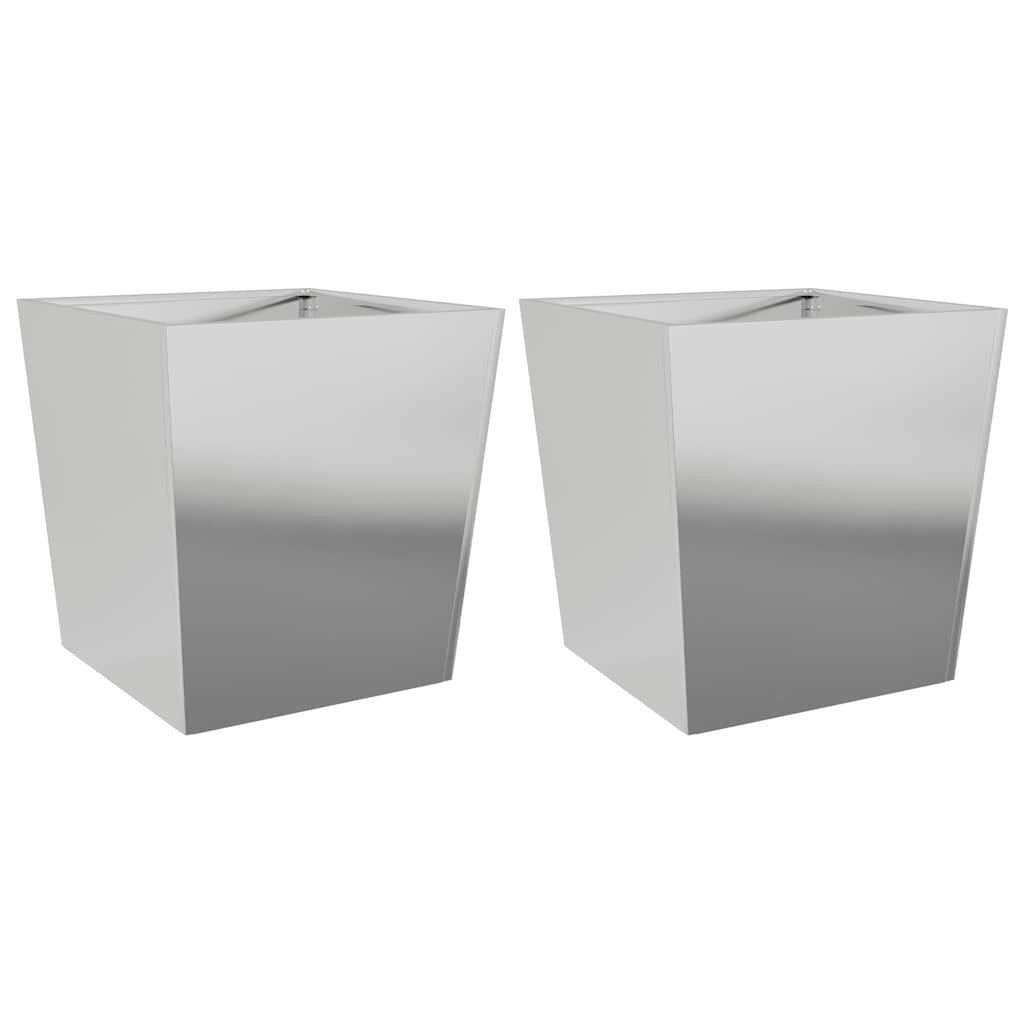 Plantenbakken 2 st 50x50x50 cm gegalvaniseerd staal is nu te koop bij PeponiXL, paradijselijk wonen!