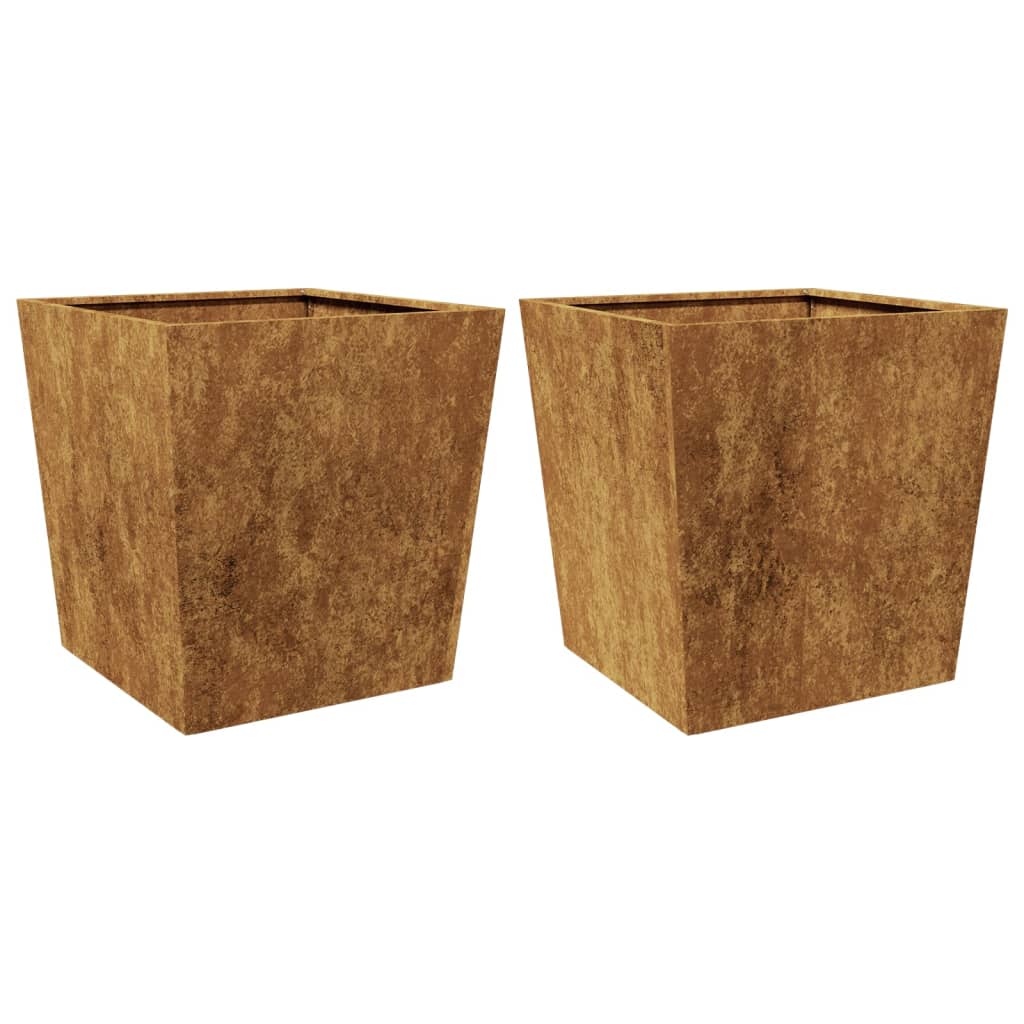 Plantenbakken 2 st 50x50x50 cm weervast staal is nu te koop bij PeponiXL, paradijselijk wonen!