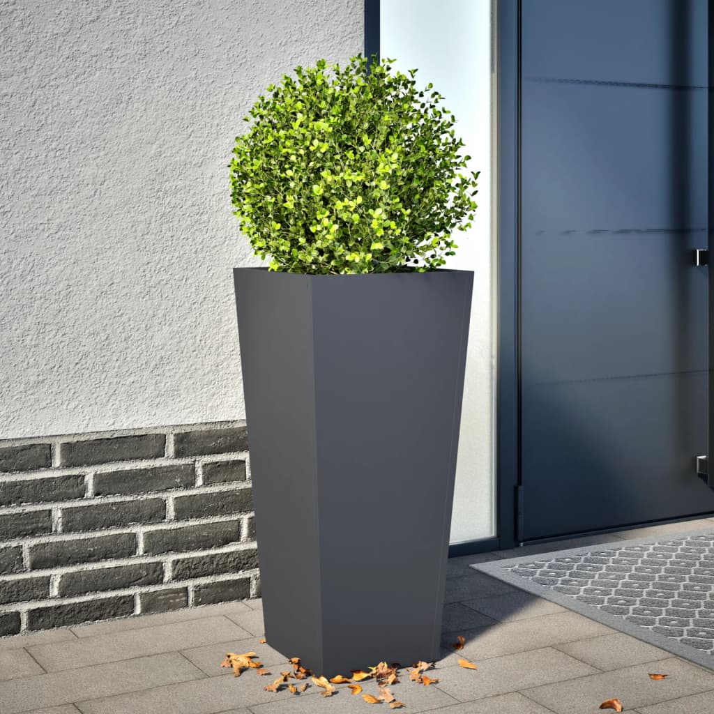 Plantenbak 35x35x75 cm staal antracietkleurig is nu te koop bij PeponiXL, paradijselijk wonen!