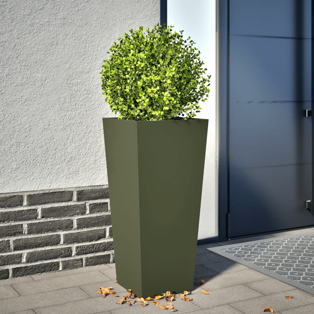 Plantenbak 35x35x75 cm staal olijfgroen is nu te koop bij PeponiXL, paradijselijk wonen!