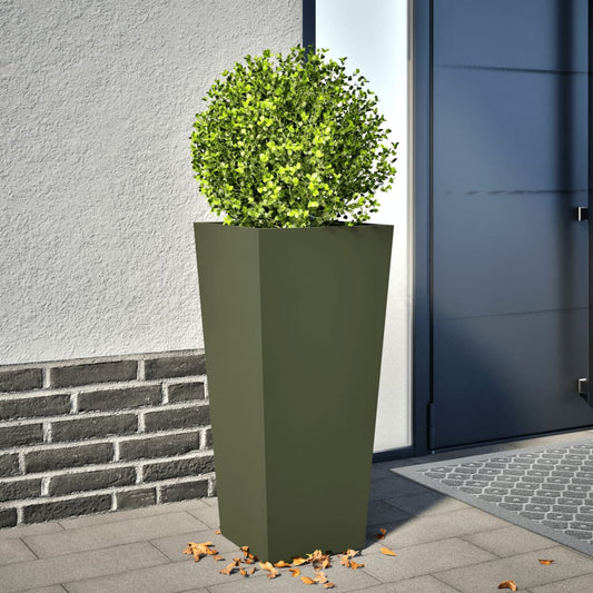 Plantenbak 35x35x75 cm staal olijfgroen is nu te koop bij PeponiXL, paradijselijk wonen!
