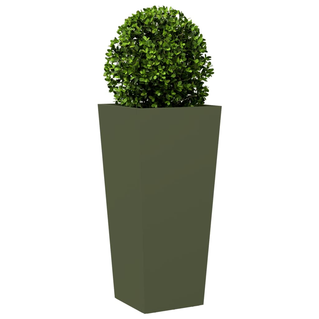 Plantenbakken 2 st 35x35x75 cm staal olijfgroen is nu te koop bij PeponiXL, paradijselijk wonen!