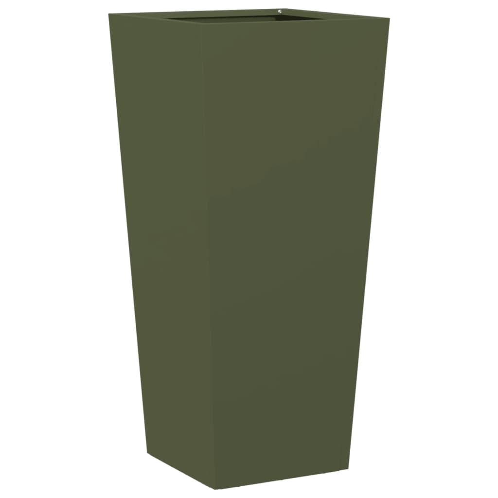 Plantenbakken 2 st 35x35x75 cm staal olijfgroen is nu te koop bij PeponiXL, paradijselijk wonen!