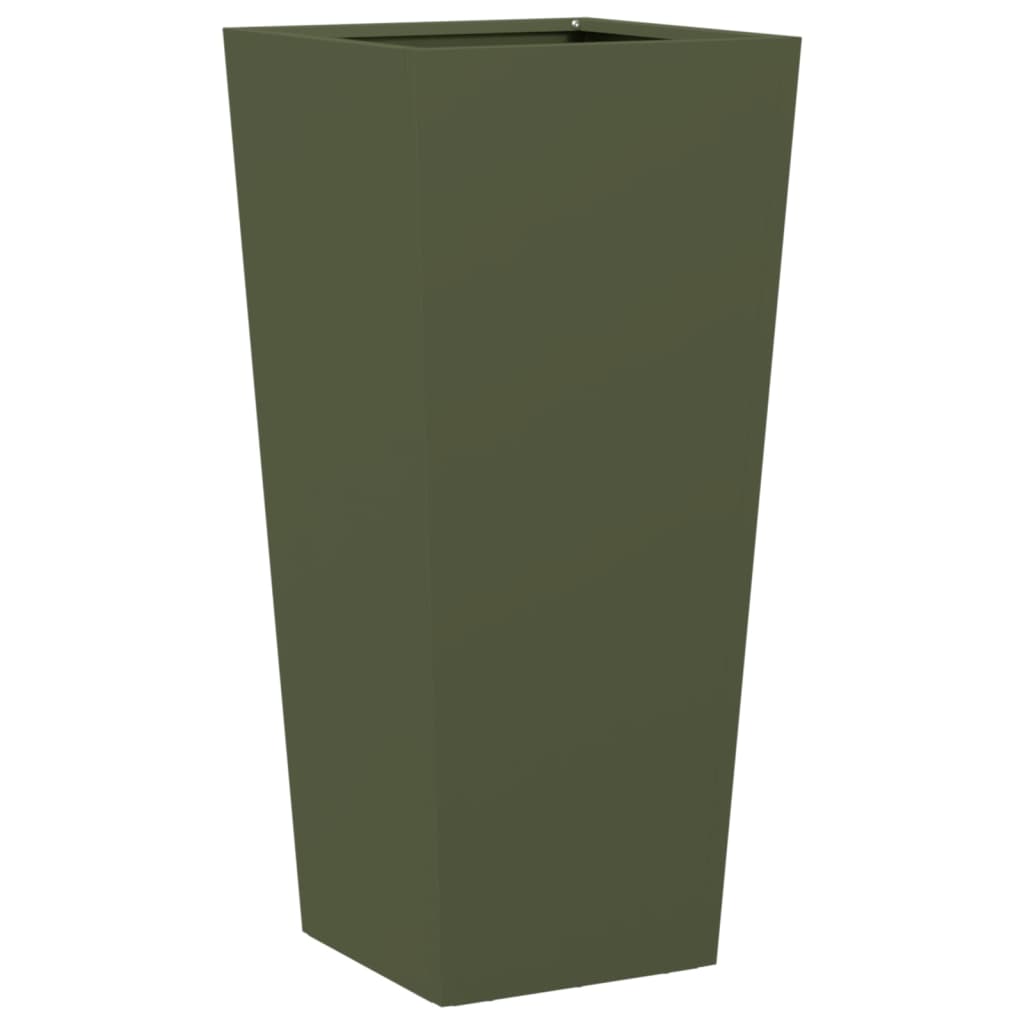 Plantenbakken 2 st 35x35x75 cm staal olijfgroen is nu te koop bij PeponiXL, paradijselijk wonen!