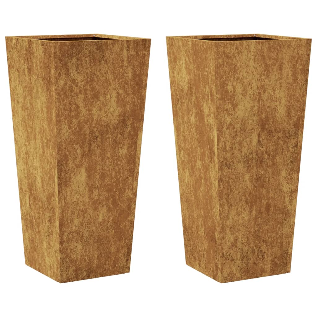Plantenbakken 2 st 35x35x75 cm weervast staal is nu te koop bij PeponiXL, paradijselijk wonen!
