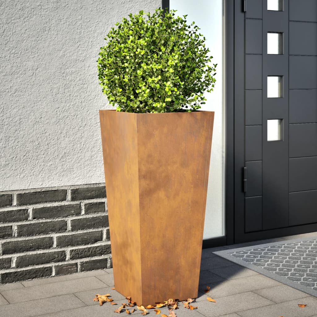 Plantenbakken 2 st 35x35x75 cm weervast staal is nu te koop bij PeponiXL, paradijselijk wonen!
