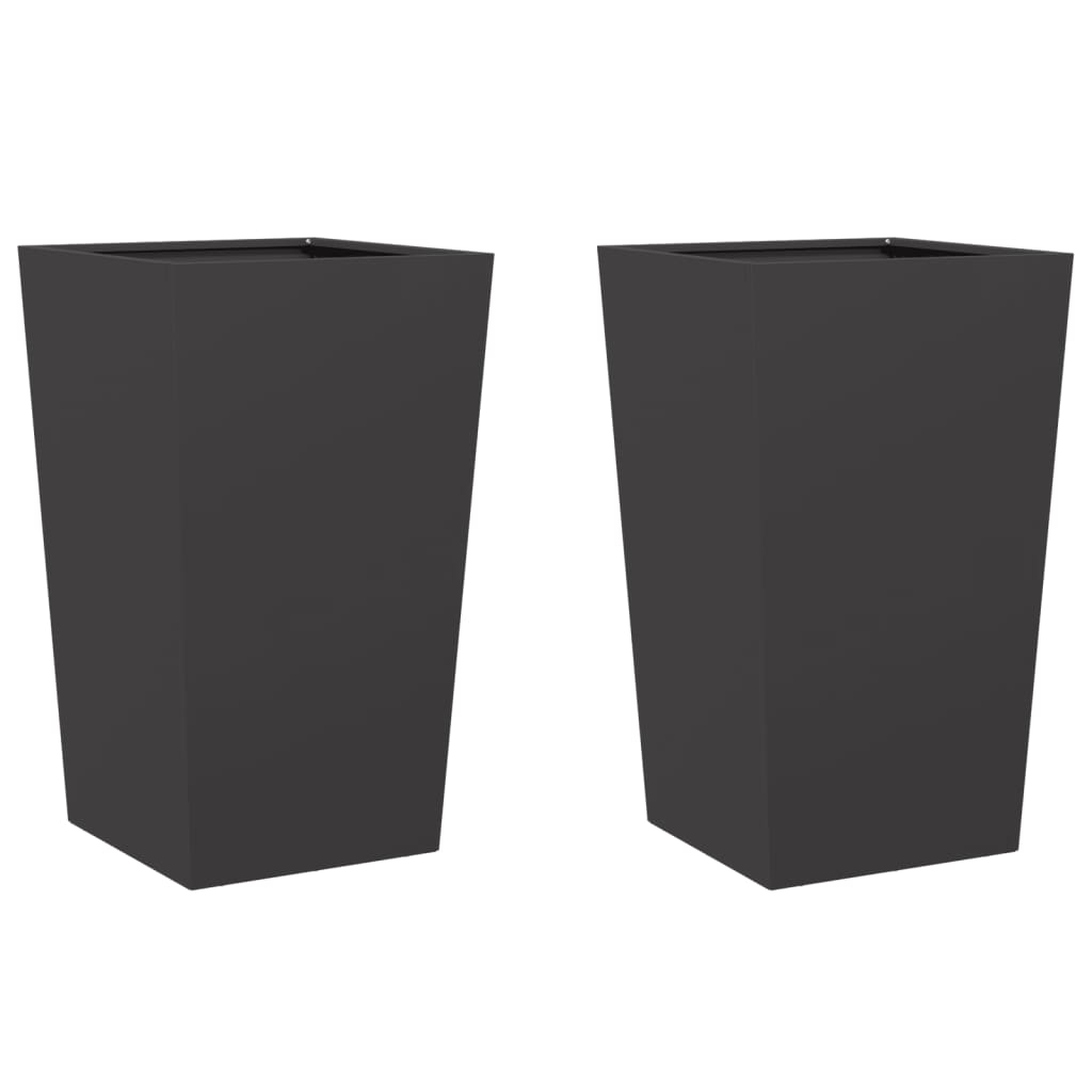 Plantenbakken 2 st 45x45x75 cm staal zwart is nu te koop bij PeponiXL, paradijselijk wonen!