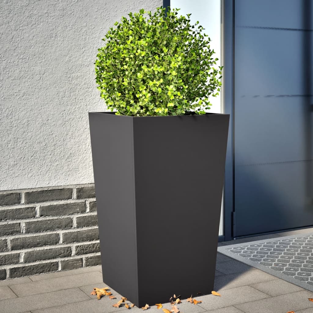 Plantenbakken 2 st 45x45x75 cm staal zwart is nu te koop bij PeponiXL, paradijselijk wonen!